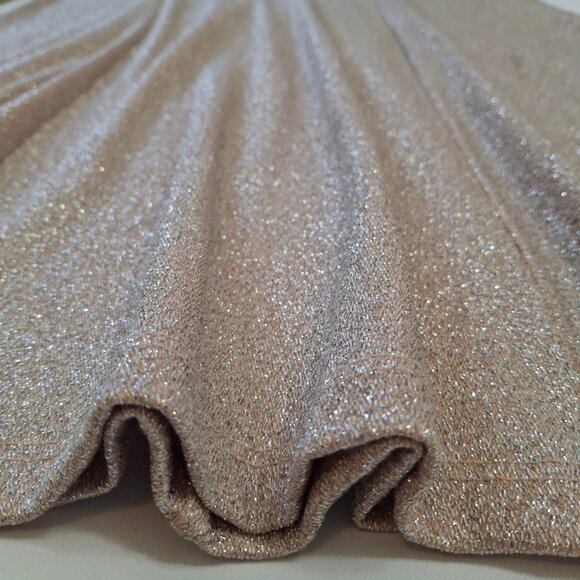 Forever 21 Peach Metallic Skater Dress Sz M Fit N Flare Long Sleeves Round Neck - Picture 9 of 16